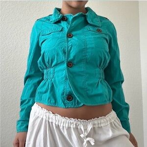 Y2k Teal Cargo Jacket